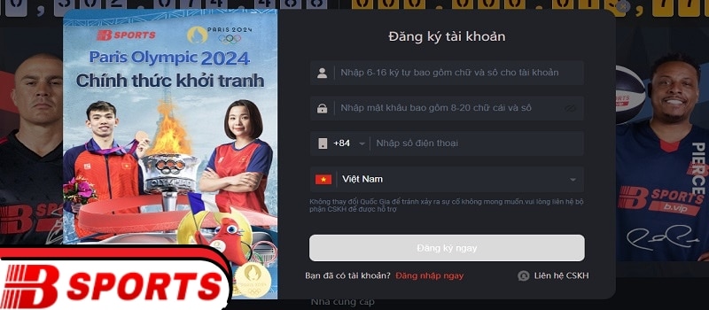 Hướng dẫn đăng ký tài khoản tại trang chủ Bsport