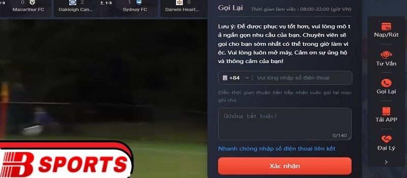 Liên hệ Bsport qua số Hotline