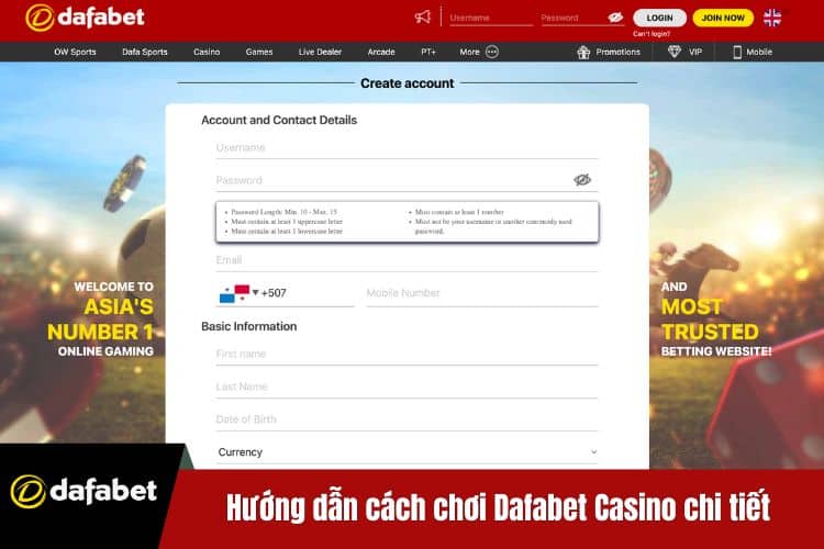 Hướng dẫn cách chơi Dafabet Casino chi tiết